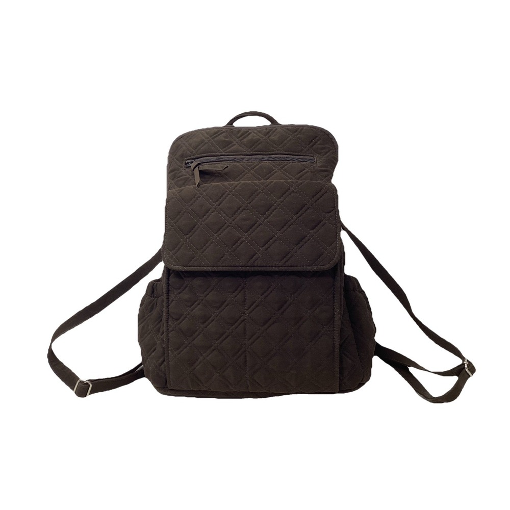 Vera Bradley Classic Brown Essential Backpack Labtop Quilted Microfiber 15"